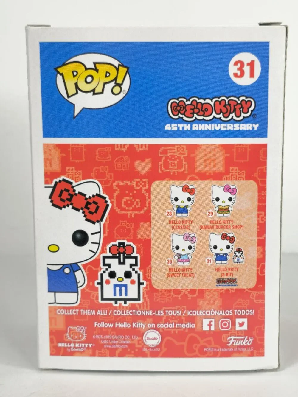Funko Pop! Hello Kitty (8 Bit) #31 45th Anniversary Sanrio Figure w/Protector
